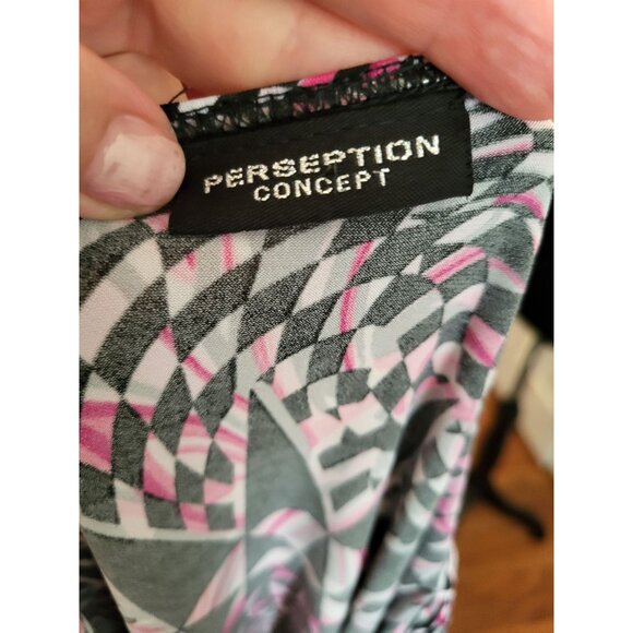 Vintage y2k Pink/Black Geometric Print Babydoll Layered Look Top XL Coquette - Picture 6 of 6